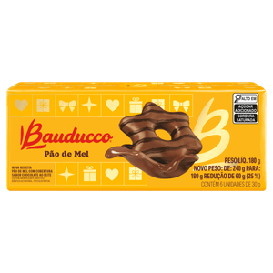 Pão de Mel Cobertura Chocolate ao Leite Bauducco Caixa 180g