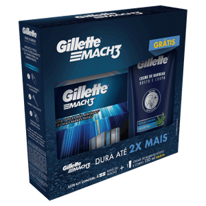 Kit 4 Cargas de Aparelho para Barbear Gillette Mach3 Grátis Creme de Barbear Rosto e Corpo Gillette 150ml