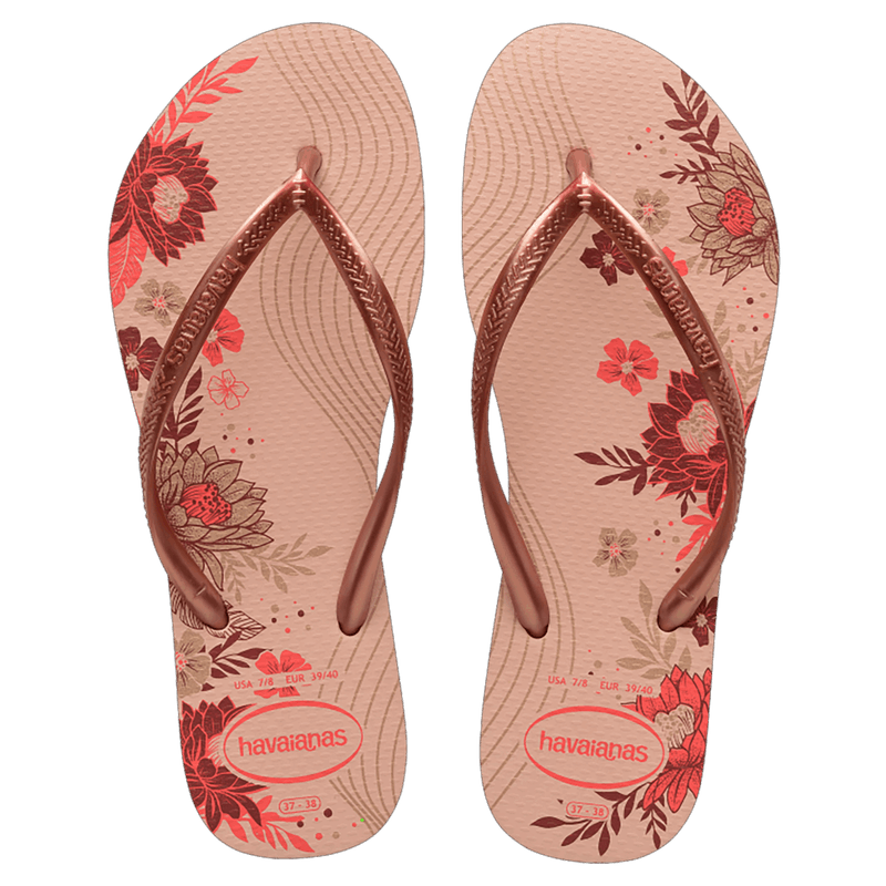 Chinelo-Rosa-Bal-Dourado-Blush-Dour--Slim-Organic-Havaianas-n°-35-36