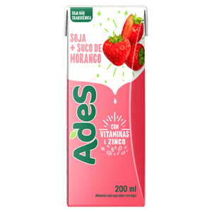 Bebida à Base de Soja Morango Ades Caixa 200ml