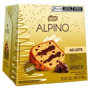 Panettone com Gotas de Chocolate ao Leite Recheio Chocolate Alpino Nestlé Caixa 450g