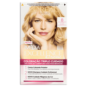 Kit Coloração Creme 8 Louro Claro L´oréal Paris Imédia Excellence