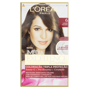 Kit Coloração Creme 6 Louro Escuro L´oréal Paris Imédia Excellence