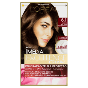 Kit Coloração Creme 6.1 Louro Escuro Acinzentado L´oréal Paris Imédia Excellence