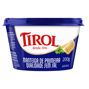 Manteiga de Primeira Qualidade sem Sal Tirol Pote 200g