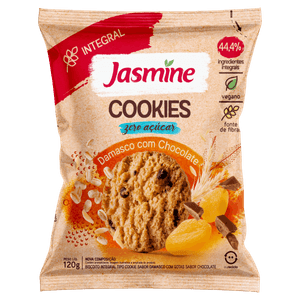 Biscoito Cookie Integral Damasco com Chocolate Zero Açúcar Jasmine Pacote 120g