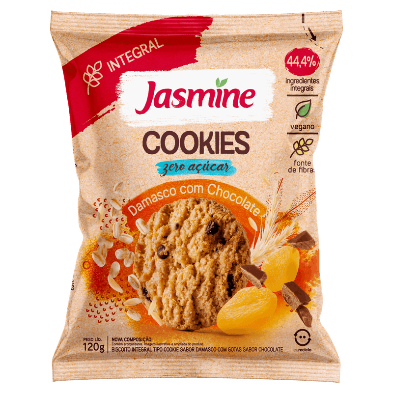 Biscoito-Cookie-Integral-Damasco-com-Chocolate-Zero-Acucar-Jasmine-Pacote-120g