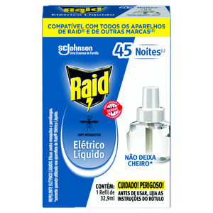 Repelente Líquido Elétrico 45 Noites Raid Caixa 32,9ml Refil