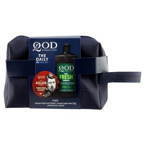 Kit Shampoo para Cabelo e Barba Daily Fresh 220ml + Pomada Capilar Efeito Matte Killer 70g  + Nécessaire QOD Barber Shop