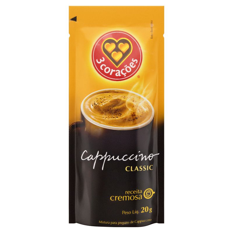 Cappuccino-Soluvel-Classic-3-Coracoes-Sache-20g