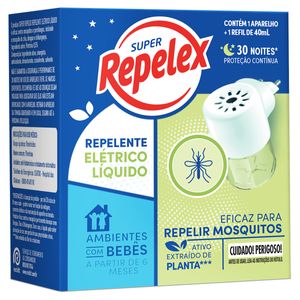 Kit Aparelho Elétrico + Refil Repelente Líquido 30 Noites Repelex 40ml