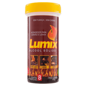 Acendedor Pastilha para Carvão e Lenha Lumix Frasco 170g 8 Unidades