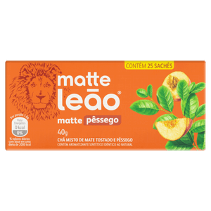 Chá Mate Pêssego Matte Leão Caixa 40g 25 Unidades