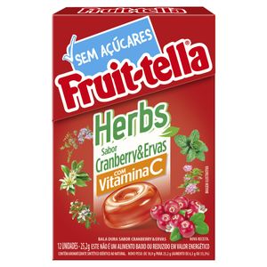 Bala Cranberry & Ervas Zero Açúcar Fruit-Tella Herbs Caixa 25,2g