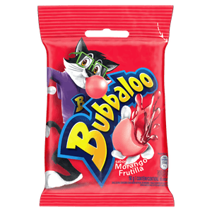 Chiclete Morango Bubbaloo Pacote 50g 10 Unidades