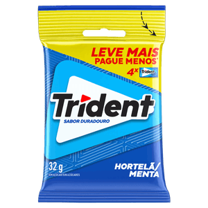 Pack Goma de Mascar Hortelã Zero Açúcar Trident Pacote 32g 4 Unidades Leve Mais Pague Menos