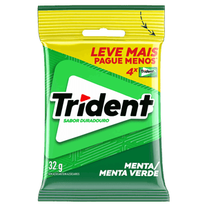 Pack Goma de Mascar Menta Zero Açúcar Trident Pacote 32g 4 Unidades Leve Mais Pague Menos