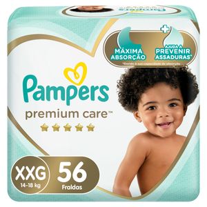 Fralda Descartável Infantil Pampers Premium Care XXG Pacote 56 Unidades