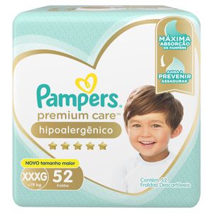 Fralda Descartável Infantil Pampers Premium Care XXXG Pacote 52 Unidades