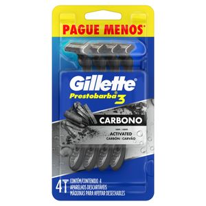 Aparelho Descartável para Barbear Gillette Prestobarba3 Carbono 4 Unidades Pague Menos