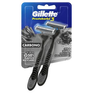 Aparelho Descartável para Barbear Gillette Prestobarba3 Carbono 2 Unidades