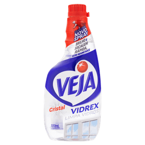 Limpa-Vidro Líquido Cristal Veja Vidrex Frasco 500ml Refil