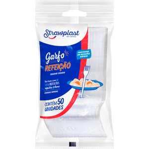 Garfo Descartável Cristal  Strawplast Pacote com 50un