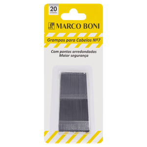 Grampo para Cabelo Preto Marco Boni nº 7 Blister 20 Unidades