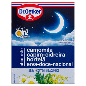 Chá Camomila, Capim-Cidreira, Hortelã e Erva-Doce Nacional Dr. Oetker Caixa 22,5g 15 Unidades