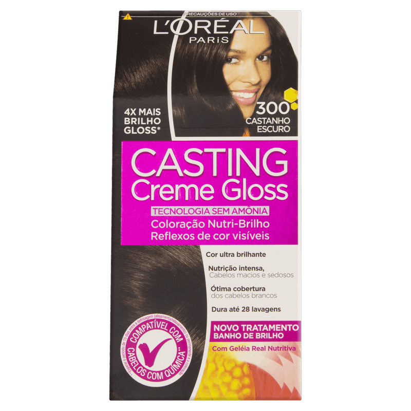 Kit-Coloracao-Creme-300-Castanho-Escuro-L-oreal-Paris-Casting-Gloss