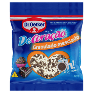 Confeito Granulado Mesclado Chocolate e Baunilha Dr. Oetker DeCoração Pacote 130g