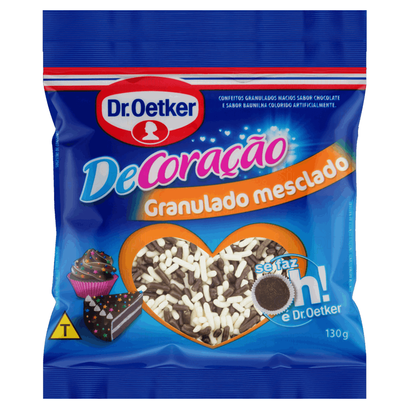 Confeito Granulado Mesclado Chocolate e Baunilha Dr  Oetker DeCoração Pacote 130g