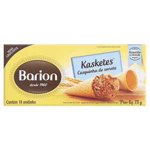 Casquinha de Sorvete Barion Kasketes Caixa 75g 18 Unidades