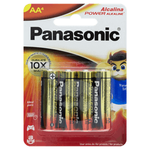 Pilha Alcalina AA Panasonic Power Alkaline Pequena 4 Unidades 1,5V