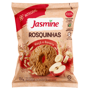 Biscoito Rosquinha Integral Maçã e Banana Jasmine Pacote 120g