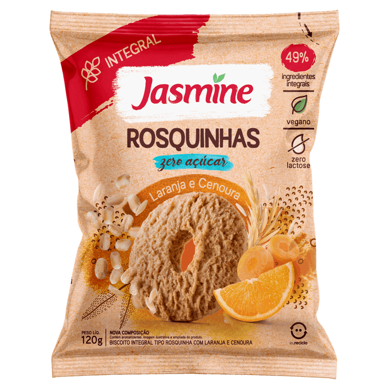 Biscoito-Rosquinha-Integral-Laranja-e-Cenoura-Zero-Acucar-Jasmine-Pacote-120g