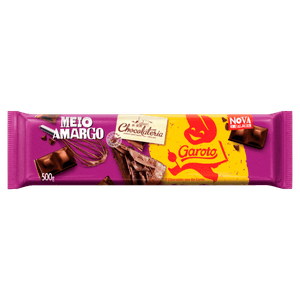 Chocolate Meio Amargo Garoto Chocolateria Pacote 500g