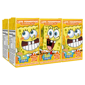 Pack Leite Fermentado Desnatado Laranja Bob Esponja Elegê Caixa 480g 6 Unidades