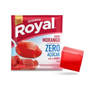 Gelatina Pó Morango Zero Açúcar Royal Pacote 12g