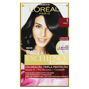 Kit Coloração Creme 1 Preto L´oréal Paris Imédia Excellence