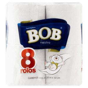 Papel Higiênico Folha Simples Neutro Bob 30m Pacote 8 Unidades