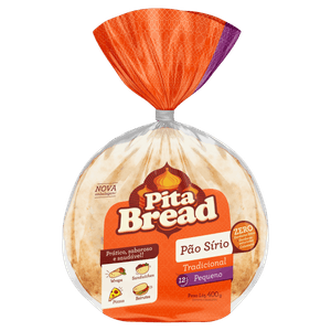 Pão Sírio Pequeno Tradicional Pita Bread Pacote 400g