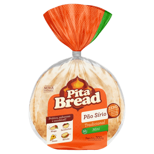 Pão Sírio Mini Tradicional Pita Bread Pacote 300g