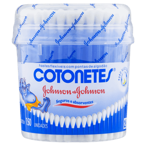 Hastes Flexíveis Johnson & Johnson Cotonetes Pote 150 Unidades