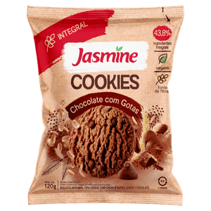 Biscoito Cookie Integral Cacau e Gotas de Chocolate Jasmine Pacote 120g