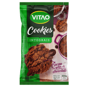 Biscoito Cookie Integral Cacau com Gotas de Chocolate Vitao Pacote 120g