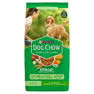 Alimento para Cães Filhotes Raças Médias e Grandes Carne, Frango e Arroz Purina Dog Chow Extra Life Pacote 10,1kg