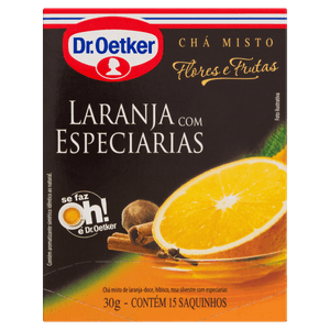 Chá Laranja com Especiarias Dr. Oetker Flores e Frutas Caixa 30g 15 Unidades