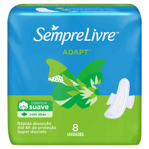 Absorvente com Abas Suave Sempre Livre Adapt Pacote 8 Unidades