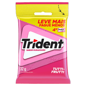 Pack Goma de Mascar Tutti Frutti Zero Açúcar Trident Pacote 32g 4 Unidades Leve Mais Pague Menos